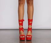 Lace-Up Faux Suede Platform Block Heels Sai Feel